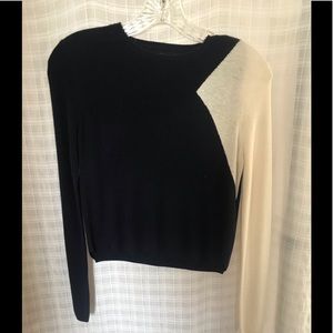 Zara navy and cream cropped sweater